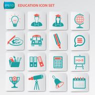 Education icons on clean buttons vector N2