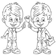 School kids Drawing style black on white N2