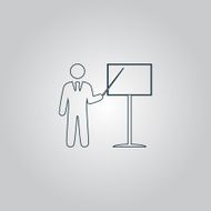 Presentation sign icon Man standing with pointer