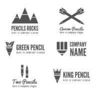 Logo badge label logotype elements with pencil for web business N8