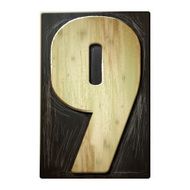 3d wood letterpress number 9