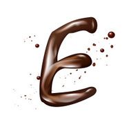 3d liquid chocolate letter E