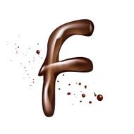 3d liquid chocolate letter F