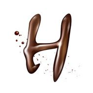 3d liquid chocolate letter H