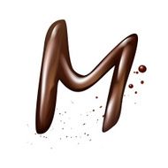 3d liquid chocolate letter M