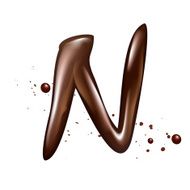 3d liquid chocolate letter N