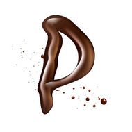 3d liquid chocolate letter P