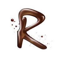 3d liquid chocolate letter R