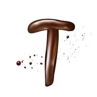 3d liquid chocolate letter T