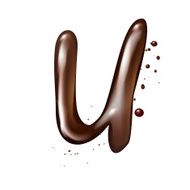 3d liquid chocolate letter U