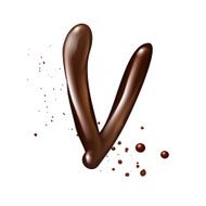 3d liquid chocolate letter V