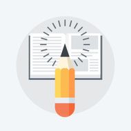 Notebook and Pencil flat style colorful vector icon