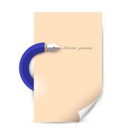 Stylized writing pen with blank paper sheet