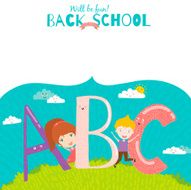 Back to School notes with smiling happy kids N2