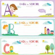 Back to School notes with smiling happy kids N16