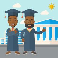 Two black men wearing graduation cap N3