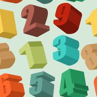 3d numbers seamless pattern Vector background