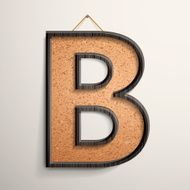 3d wooden frame cork board letter B
