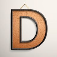3d wooden frame cork board letter D