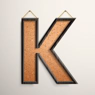 3d wooden frame cork board letter K