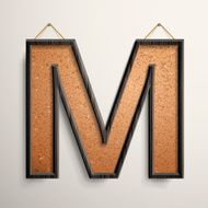 3d wooden frame cork board letter M