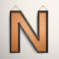3d wooden frame cork board letter N