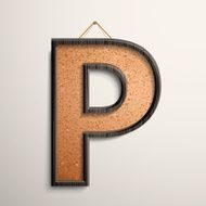 3d wooden frame cork board letter P