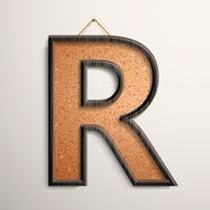 3d wooden frame cork board letter R