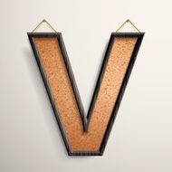 3d wooden frame cork board letter V