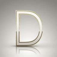 3d elegant pearl white alphabet D