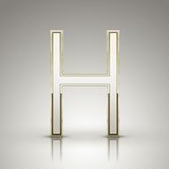3d elegant pearl white alphabet H