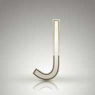 3d elegant pearl white alphabet J