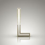 3d elegant pearl white alphabet L