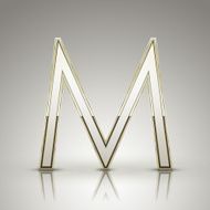 3d elegant pearl white alphabet M