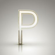 3d elegant pearl white alphabet P