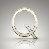 3d elegant pearl white alphabet Q