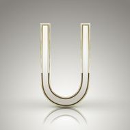 3d elegant pearl white alphabet U