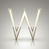 3d elegant pearl white alphabet W