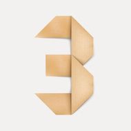 3d elegant folded paper number 3