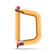 3d yellow pencil alphabet D