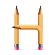 3d yellow pencil alphabet H