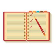 Notebook and pen Flat design