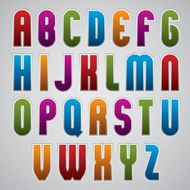 Colorful glossy rounded font geometric narrow letters
