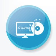 E-learning icon on blue button design clean vector