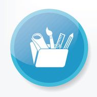 Folder of education icon on blue button design clean vector