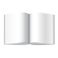 Blank white vector opened book magazine or photo album for