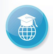 Education on blue button clean vector