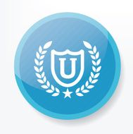 University on blue button clean vector