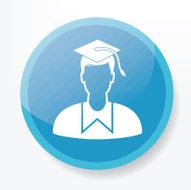 Student on blue button clean vector