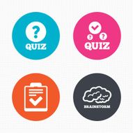 Quiz icons Checklist and human brain symbols N10